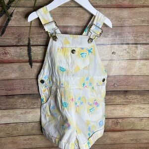 Vintage Hush Puppies Overalls Beach Print Little Girls Size 4